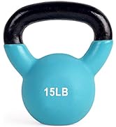 LIONSCOOL Neoprene Coated Cast Iron Kettlebell Weight, All-Purpose Solid Kettlebell for Full Body...
