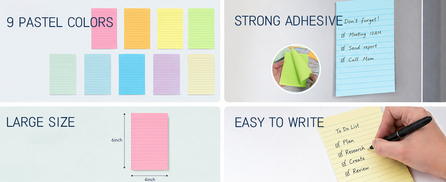 sticky notes 4x6 large sticky notes big sticky notes with lines notepads 4x6 office supplies