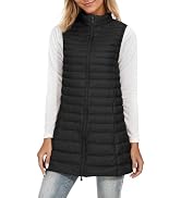 ELFJOY Women's Mid Long Down Vest Lightweight Puffer Vest Coat Jacket Stylish Windbreaker