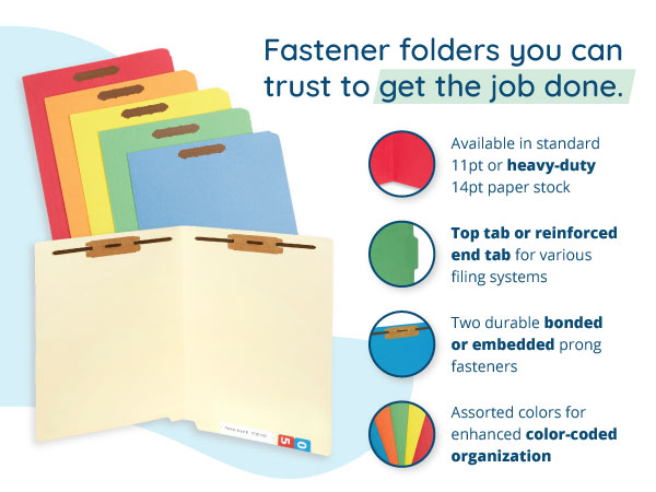 fastener folders image with detail shots of features
