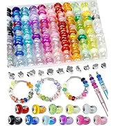 143PCS FIVEIZERO European Beads – 12 Colors Large Hole Glass Beads for Jewelry Making, Assorted S...