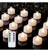 BEICHI 12Pcs Flameless LED Tea Lights with Remote &amp; Timer,White Base,400Hrs | Flickering TeaLight...