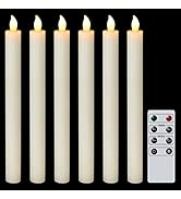 DRomance Ivory Flameless Taper Candles with Remote and Timer 6 Pack Battery Operated LED Flickeri...