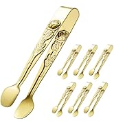 HINMAY Mini Serving Tongs 5-Inch Small Rose Sugar Cube Appetizer Tongs, Set of 6 (Gold)