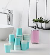 AOZITA [360 Pack] 3 oz Paper Cups, Sky Blue Mouthwash Cups, Disposable Bathroom Cups, Espresso Cu...