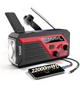 Emergency Radio with 2 Charging Cables, 22000mWh Weather Flashlight Radio | AM FM NOAA Hand Crank...