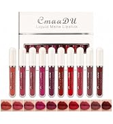 MooGlamor 10 Pcs Matte Liquid Lipsticks Set with Waterproof and Long Lasting Lip Gloss Kit for Wo...