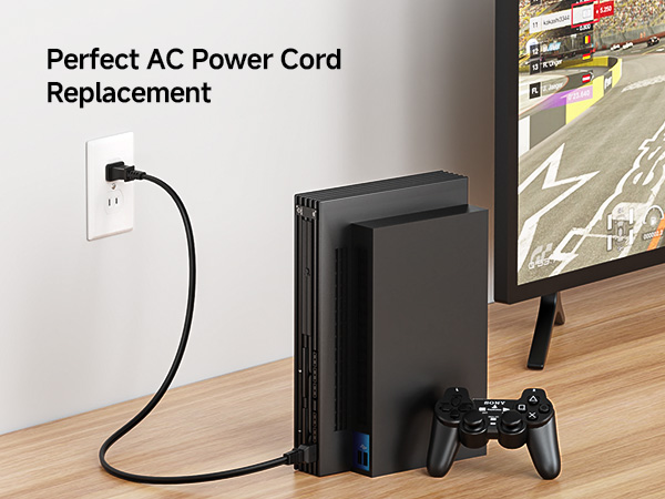 2 Pack 2 Prong Vizio TV Power Cord Replacement 6 ft, PS2 Power Cord