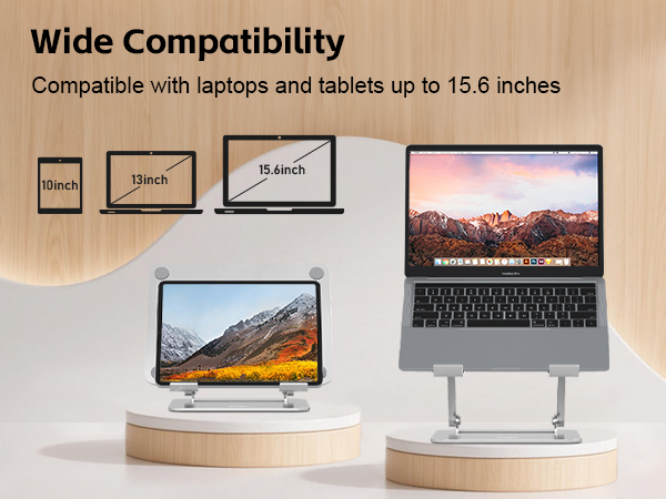 Laptop stand fits MacBook Air, MacBook Pro, Chromebook and laptops up to 15.6 inches