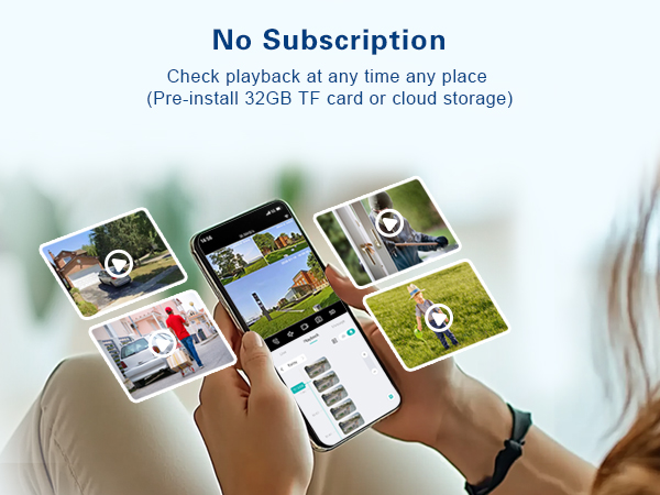 triple lens outdoor security camera, no subscription
