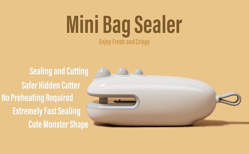 Mini Bage Sealer with Cutter Cute Monster