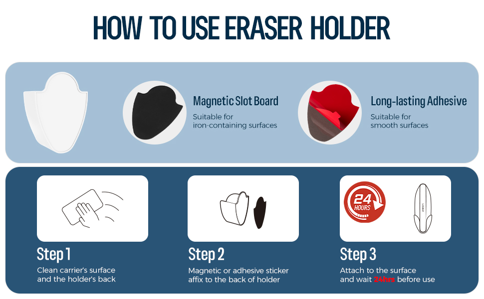 Double-sided Whiteboard Eraser with Magnetic Holder