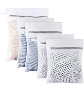 Honeycomb Lingerie Bags with Hanging Loop- 5Pack MDSXO Mesh Laundry Bags for Washing Delicates, W...