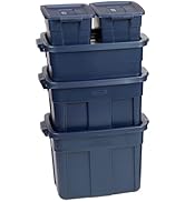 Rubbermaid Roughneck Tote Variety - |Made in the USA| Dark Indigo Metallic, Rugged Plastic Stacka...