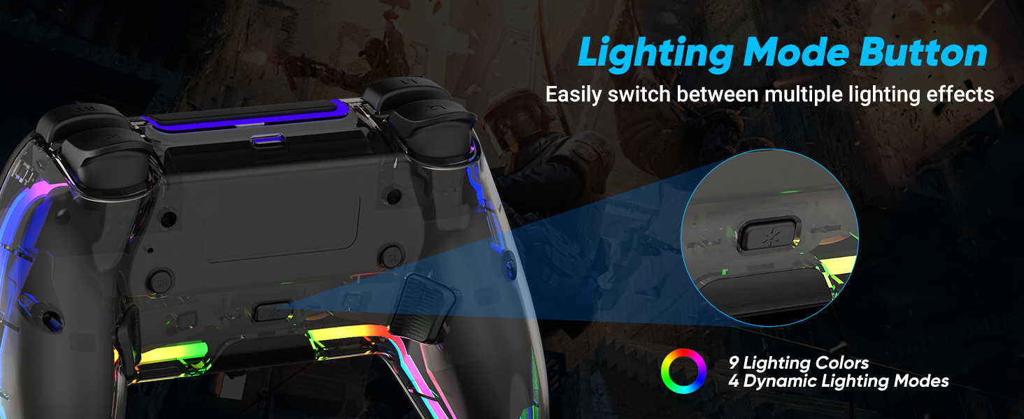 9 lighting colors and 4 light modes