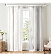 Topfinel Pinch Pleated Curtains Blackout 84 Inch Long 2 Panels Set, Natural Thick Linen Textured ...