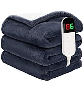 PTQ Heated Throw Blanket 50"×60" - Premium Cosy Soft Electric Blanket with 6 Heating Levels,Fast ...