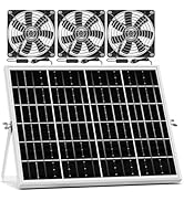 pqins Solar Greenhouse Fan 3 Kit, 35W Solar Powered Exhaust or Intake Chicken Coop Fan Waterproof...