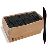 JSQBSECL [1000 Pack] Disposable Plastic Knives-Party Dimensions Bulk Black Disposable Silverware ...