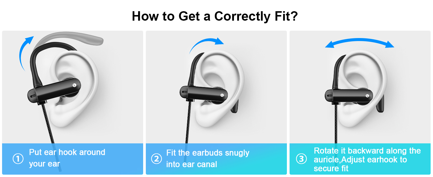 wired earbuds with ear hooks