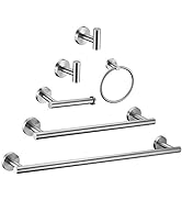 6 Pieces Brushed Nickel Bathroom Hardware Accessories Set Hand Towel Ring 18&amp;23.6 inch Round Towe...
