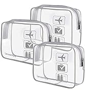3pcs Lermende TSA Approved TLermende 3pcs TSA Approved Toiletry Bag with Silicone Handles, Clear ...