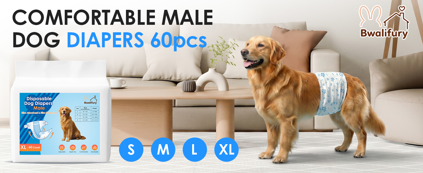 COMFORTABLE MALEDOG DIAPERS 60pCS