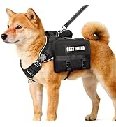 MOOGROU Dog Backpack Harness and Leash Set for Medium Sized Dog,Removable Side Pockets Dog Vest w...