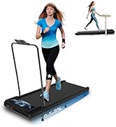 Foldable Under Desk Treadmill with Handlebar, Compact Walking Pad for Home Office, 2.5 HP Quiet M...