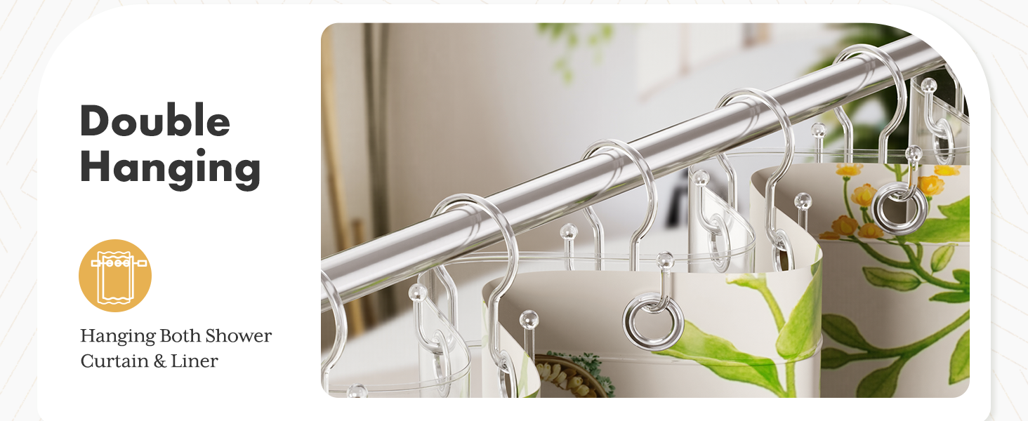 Shower Curtain Hooks RustProof Shower Hooks for Shower Curtain Liner Bathroom Shower Rod Hook