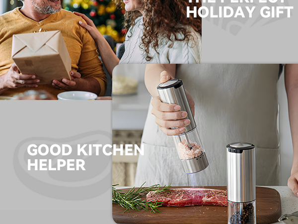 Electric Rechargeable Salt and Pepper Grinder Set