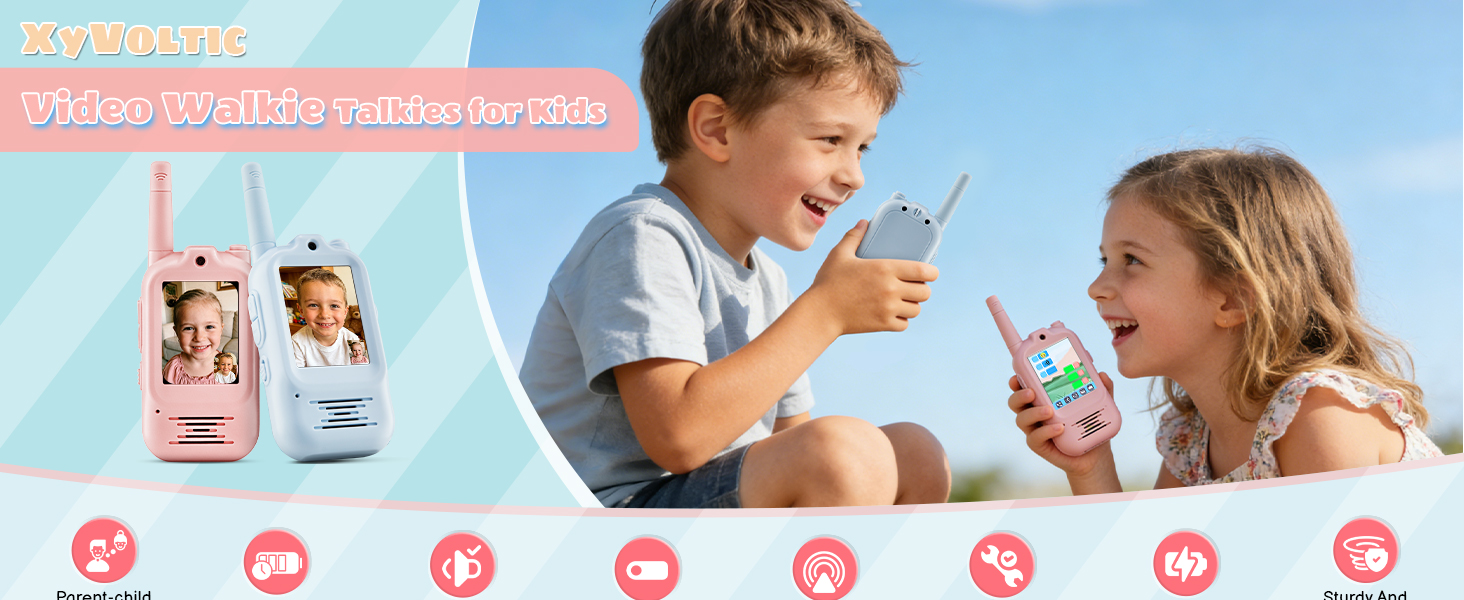 Rechargeable video Walkie Talkies for Kids in 3-10 with Camera, 5 Voice Changer Modes, Long Range