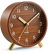 Azxb Analog Alarm Clock, Silent Non-Ticking with Night Light, Retro Fashionable Round Metal Alarm...