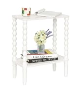 Fultyle Narrow Side Table, Small End Table with 2-Tier Storage, Small Bedside Table Slim Nightsta...