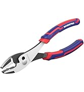 WORKPRO 8” Slip Joint Pliers Tool, Large Soft Grip,Rust Prevention Finish, 3-Zone Serrated Jaw Fo...