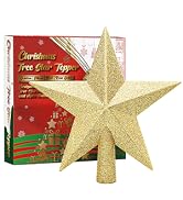 URATOT Glittered Christmas Star Tree Topper Christmas Decorative Holiday Treetop Shatterproof Sta...