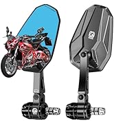 VAZESWIN Aluminum Alloy Rainproof Foldable Motorcycle Bar End Mirrors, CNC Machined Anti-Glare Bl...