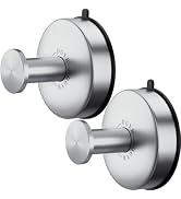 DGYB Suction Cup Hooks Set of 2 Brushed Nickel Towel Hooks for Bathrooms Waterproof Stainless Sho...