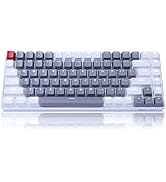 84 Keys Mechanical Gaming Keyboard, White&Grey Mixed Color Keycaps Gaming Keyboard with Blue Swit...