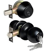 BESTTEN Keyed Alike Exterior Door Knob with Key Lock and Deadbolt, All Keyed Same, Matte Black En...