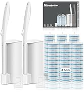 2 Pack Disposable Toilet Brush Set with 60 Refills, Wall-mounted Toilet Bowl Wand Kit-2 Extend To...