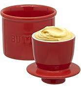 MKYHBOO Ceramic Butter Crock, Airtight Butter Crock With Lid for Countertop, Round French Butter ...