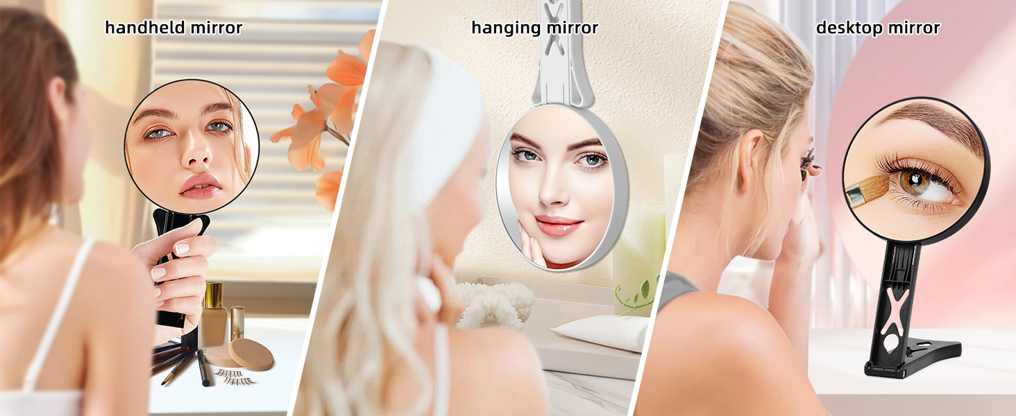 Dual-Sided Handheld Magnifying Makeup Mirror