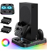 Cooling Stand for Xbox Series S with RGB Light, MENEEA Fast Charger Station with 2x1400mAH Batter...