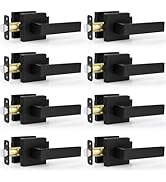 Estmoon 8 Pack Passage Door Handles Matte Black Door Levers, Interior Door Knobs Square Heavy Dut...