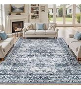 ELLIUNE 8x10 Area Rugs for Living Room, Non-Slip Washable Soft Vintage Rug for Bedroom Dining Roo...