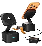 Foldable 3-in-1 Charging Station for Apple Devices, Qi2.2 25W MagSafe Charger Stand, Magnetic Wir...