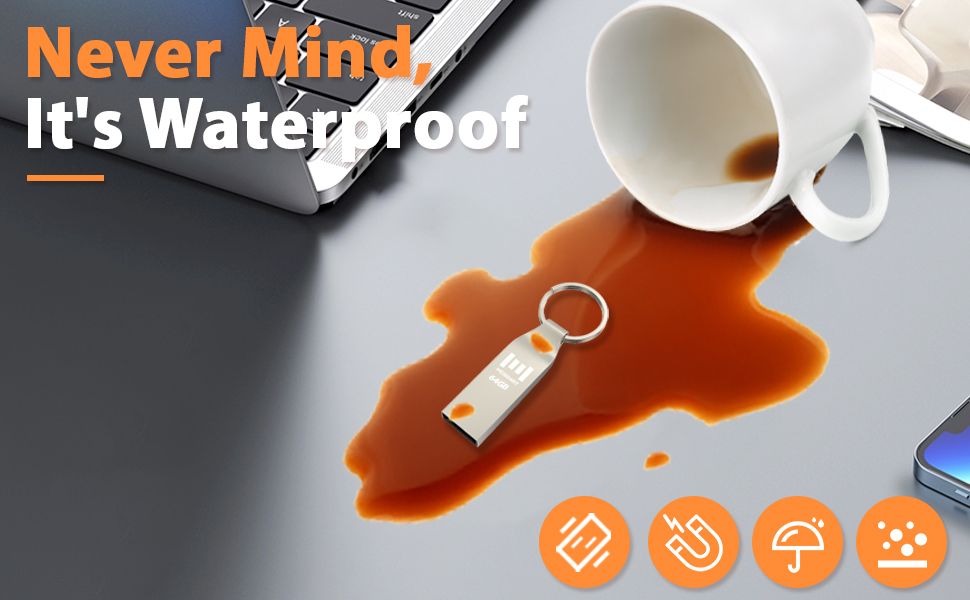 Waterproof Metal 64GB USB2.0 Flash Drive