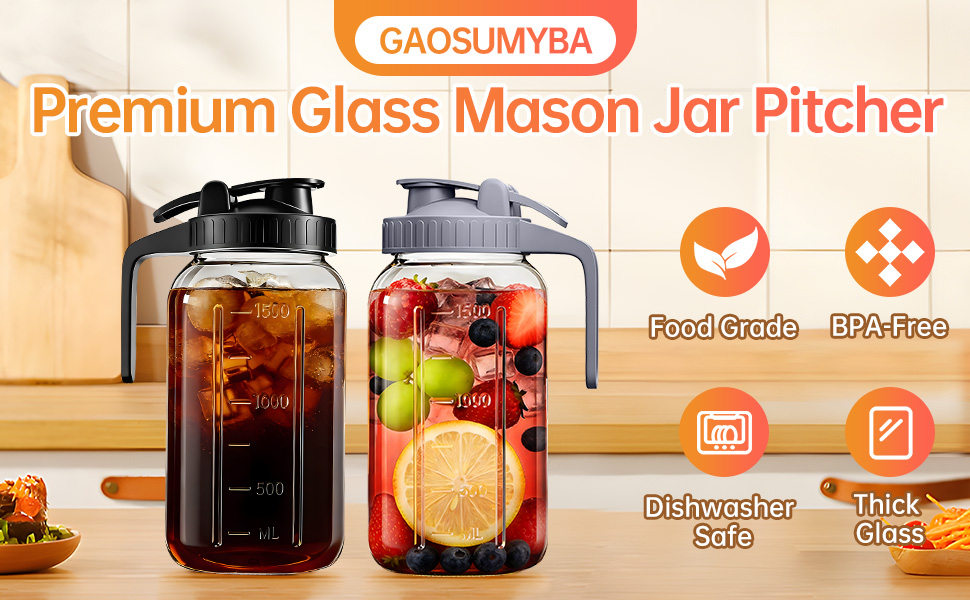 Glass Pitcher with Lid