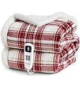 blunique Heated Blanket Electric Throw-50''x60''Ultra Soft Cozy Plaid Flannel Fast Heating Electr...